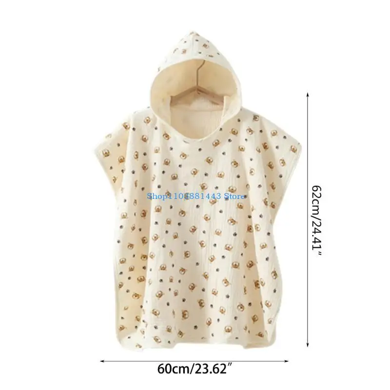 منشفة Q6RE للرضع من الشاش والقطن، منشفة حمام بغطاء للرأس مطبوعة بشكل لطيف، هدية استحمام لحديثي الولادة #6