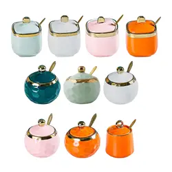 Porcelain Sugar Bowl Condiment Pot About 300ml Modern Seasoning Sugar Container Seasoning Jar Salt Container for Home