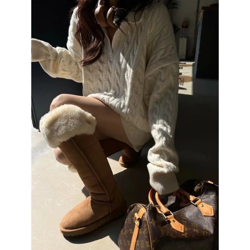 Autumn Knit Sweater & High Waist Shorts Set - usage example