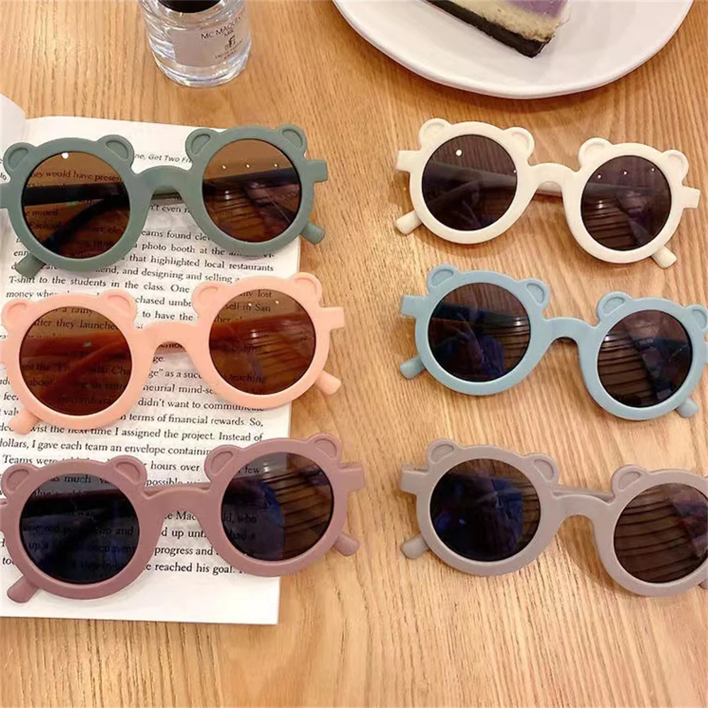 

New Kids Sunglasses Cartoon Bear Shape Girls Boy Children Sun Glasses Round Street Beat Eyeglasses Cute Baby Shades Eyewears UV