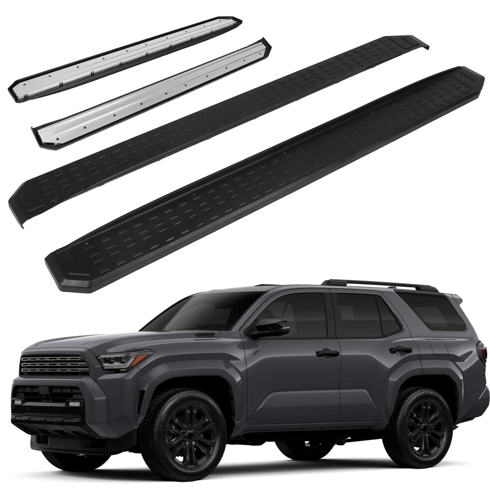 

2Pcs 7.87 Inches Nerf Bars Aluminum Alloy Step Bars 450 Lbs Load Capacity with 6 Brackets Fits for Toyota 4Runner N500 2025 2026