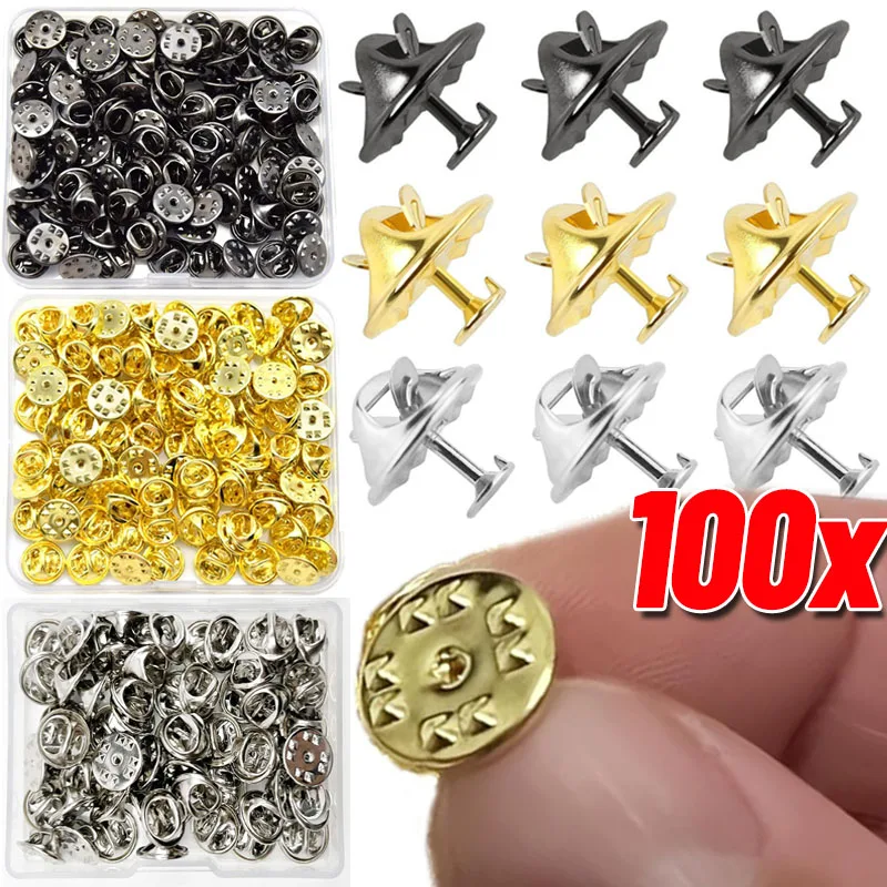 

100 шт., металлические булавки для галстука для ногтей, брошь с замком на спине, держатель для значка, основа для лацкана, принадлежности для изготовления, ремесло, сделай сам, застежка-бабочка, фурнитура
