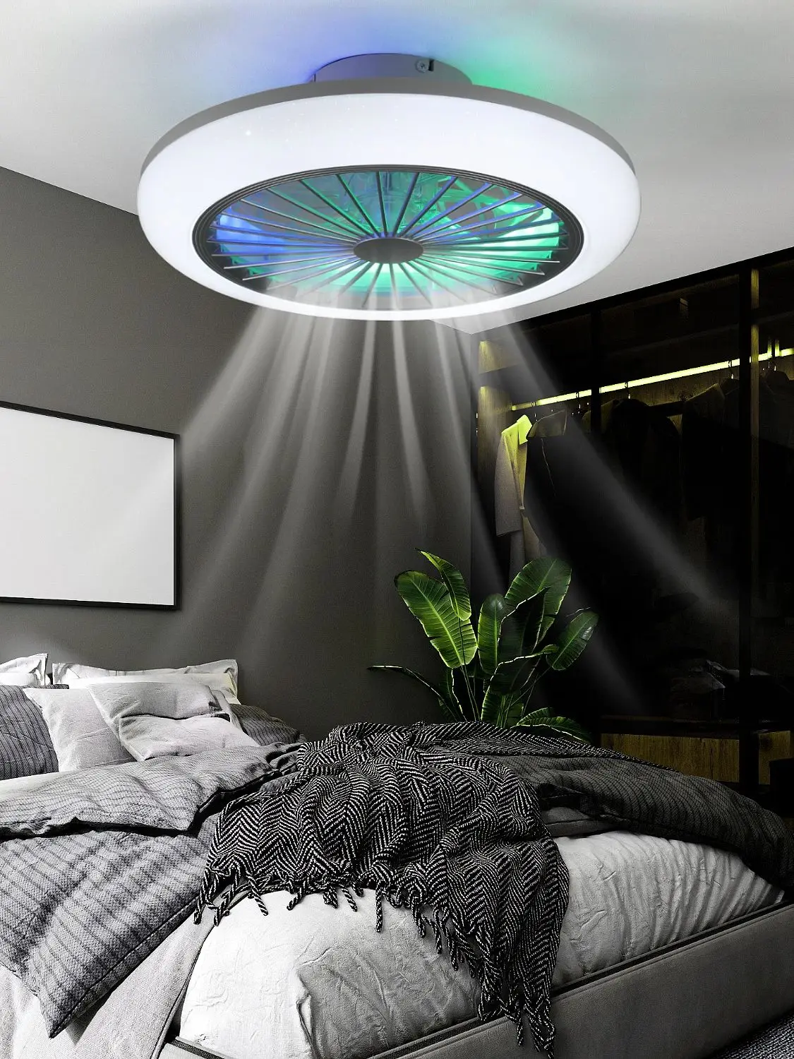 50W Stille Plafondventilator met Verlichting, RGB Kleurverandering Dimbaar, Timer 6 Snelheden Ventilator Plafondlamp - afbeelding 2