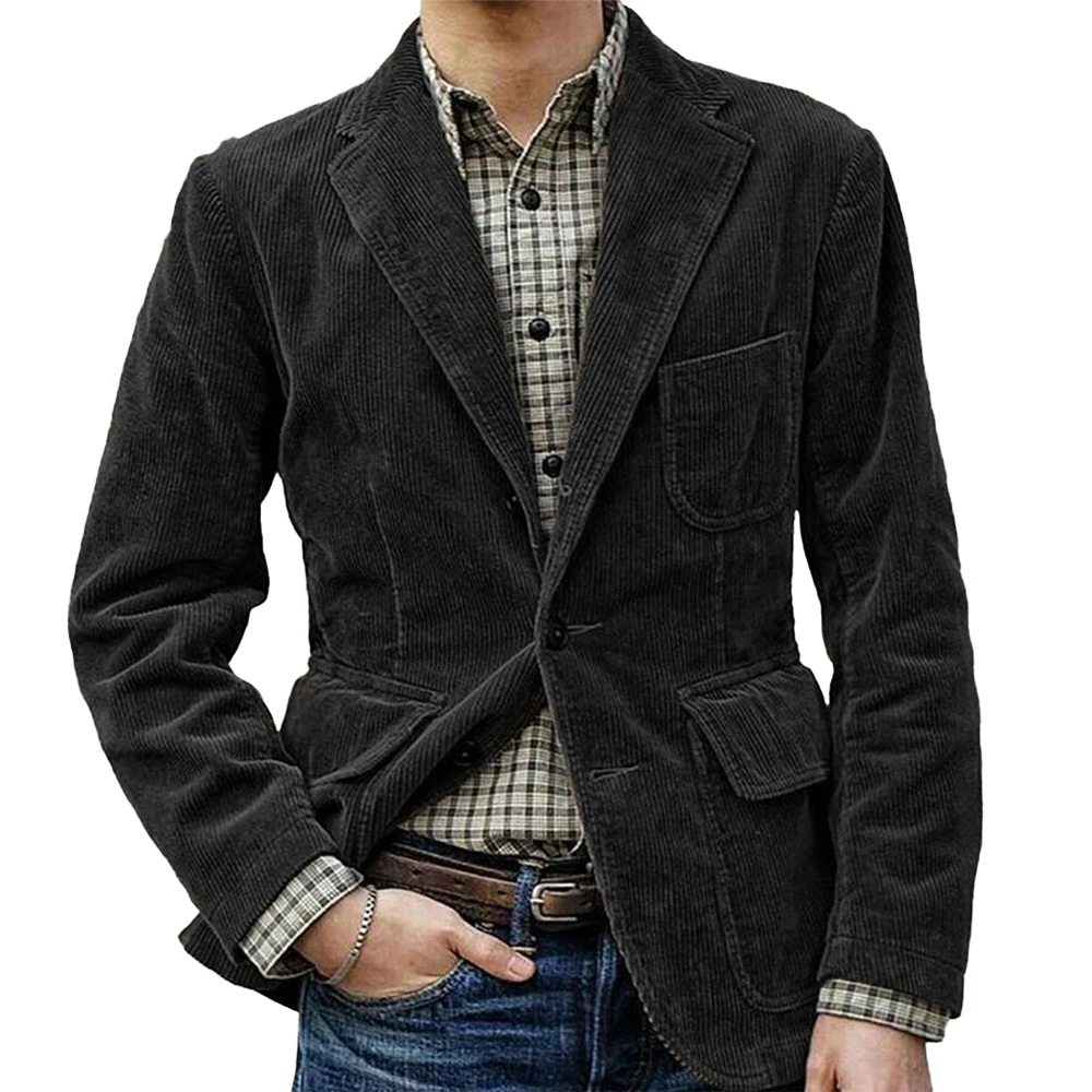 

Men Vintage Corduroy Jackets Autumn Winter Slim Single Breasted Suit Blazer Business Work Coats Jacket Casual Outwear For Male