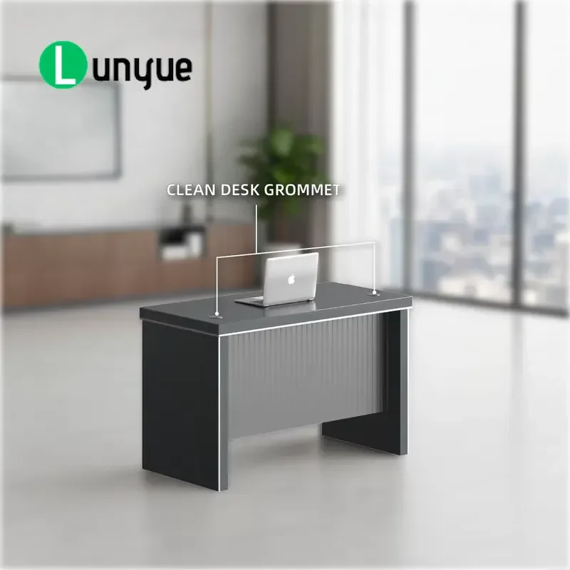 Office Desk with Spacious Work Surface and Dual Cable Grommets for Conference Room Home Workspace Sturdy Computer Table