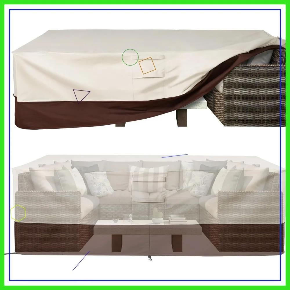 

Waterproof Patio Furniture Set Cover with Padded Handles, Medium Rectangular Table and Chairs Cover