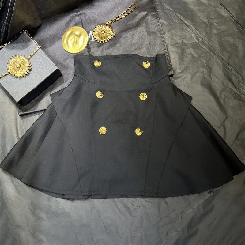 

Women's skirt New high waisted slim fit mini skirt for autumn 2025 Double row metal button short skirt y2k women's half skirt