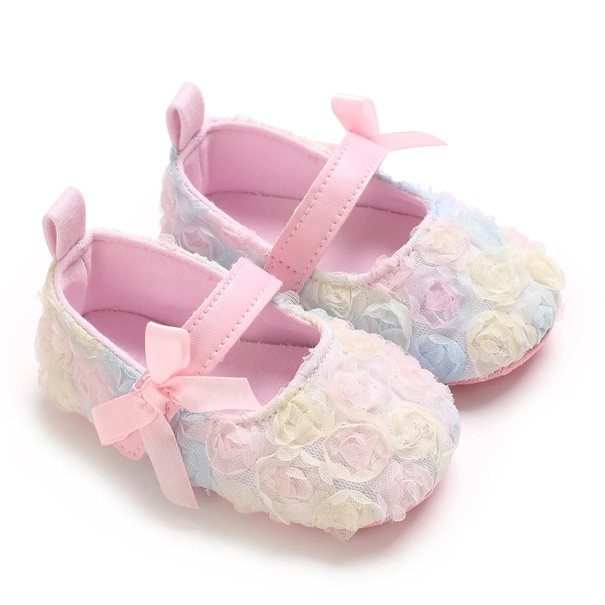 

Girls' Floral Lace Princess Flats, Slip-On Bow-Knot Casual Shoes, Non-Slip Infant Crib Sneakers, Spring/Fall Fabric Upper with C