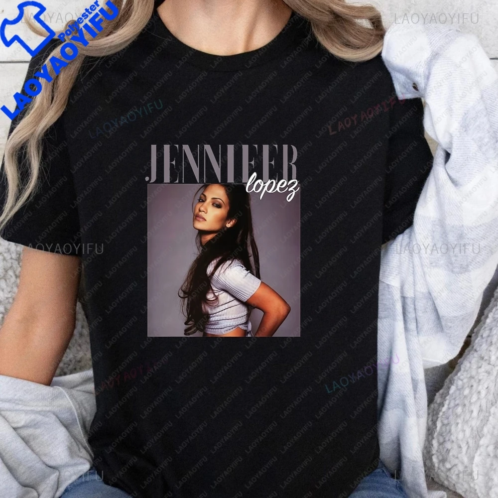 JENNIFER LOPEZ High-end Printed T-shirt Top Neutral Trend Harajuku Short Sleeve Unisex Shirt Graphic Large T-shirt