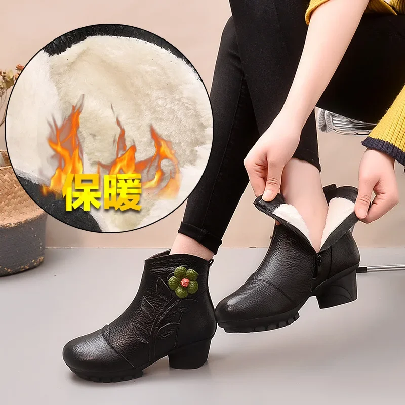 BEYARNE High Quality Mujer Chaussure Women Genuine Leather Boots Casual Ladies Shoes Summer Flat Boots Push Up Big Size