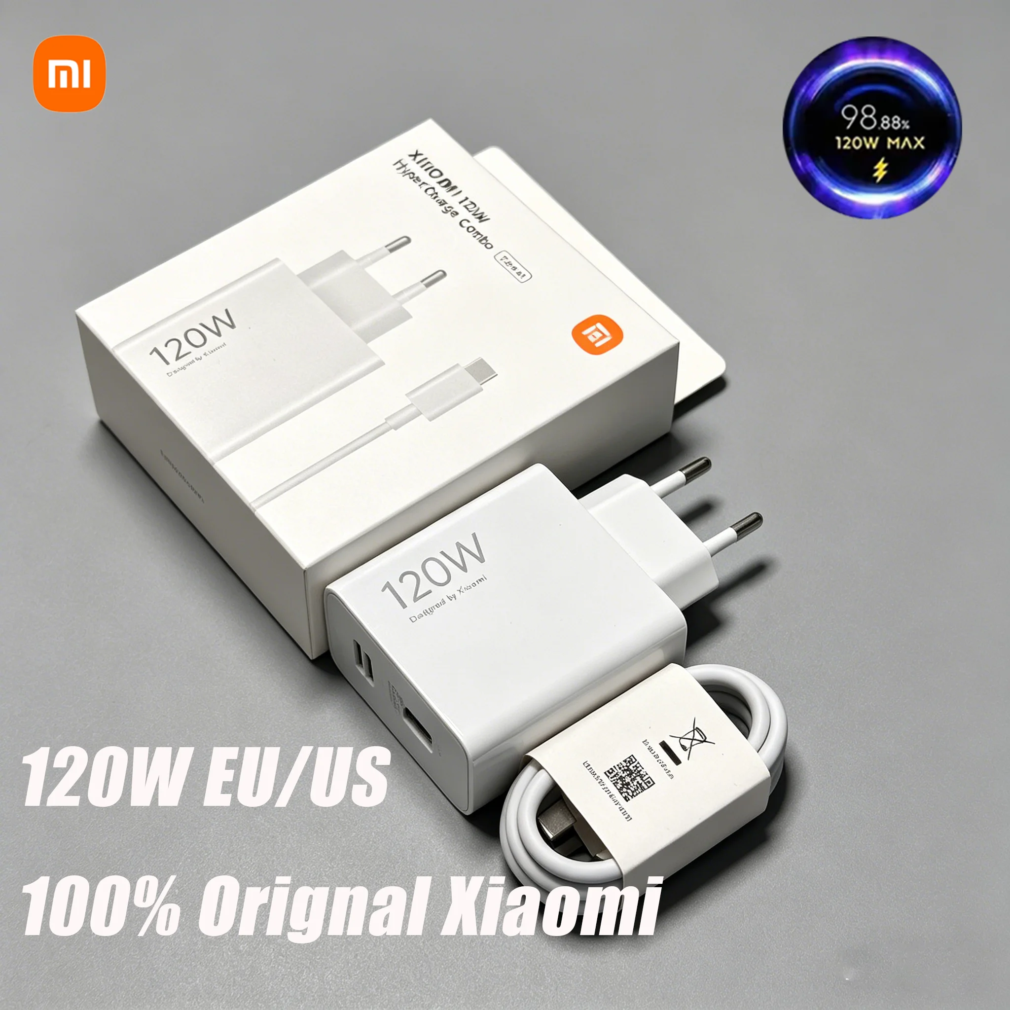 Cargador Original Xiaomi de 120W con Tecnología GaN, Carga Rápida Turbo, Enchufe EU/US, Compatible con Redmi Note, Mi 14, 13T, 13, 12T, 11T Pro, POCO X7, X6, X5, X4, M6, M5, F4, X