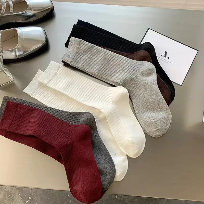 

New Trendy Striped Angola Red Pile-up Socks Women Summer Thin Ankle Socks School JK Simple Soft Comfortable Casual Stacked Socks