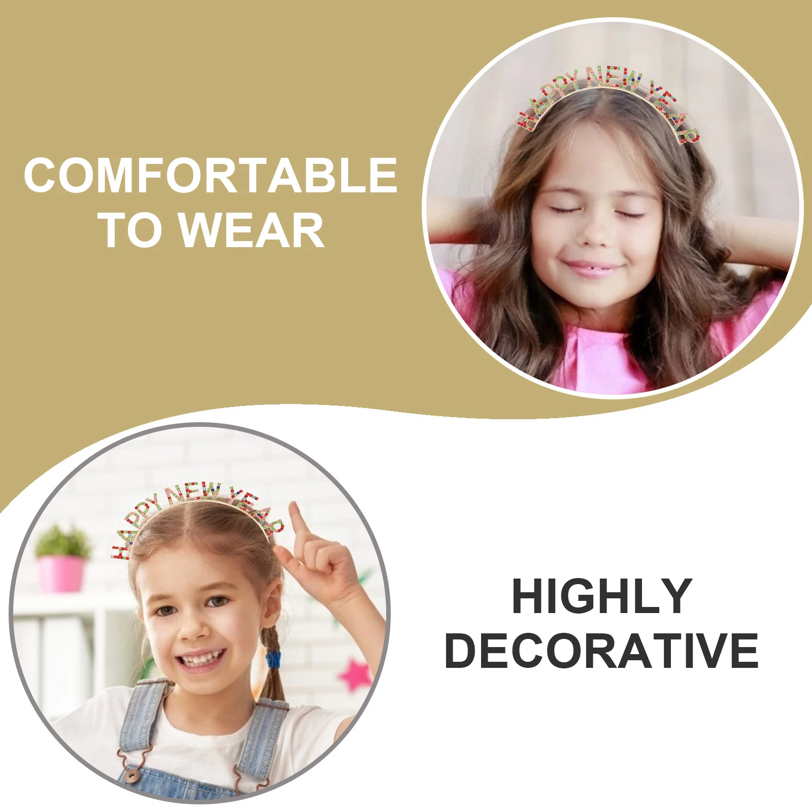 

1pc 2023 New Year Headband HAPPY NEW YEAR Rhinestone Letter Hairband Party Headdress Fashionable Hair Decor Costume for Adults