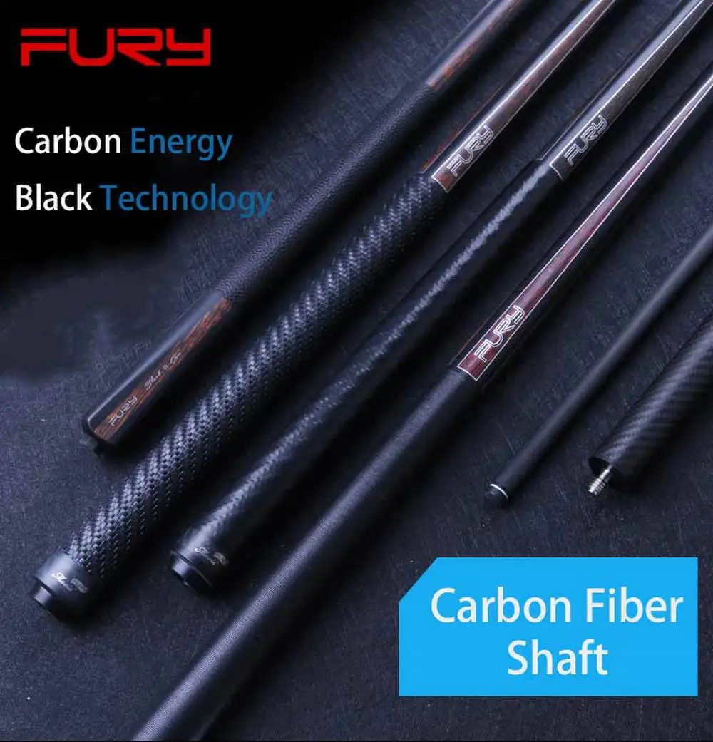 

Fury 58" Black Technology Carbon Energy Fiber Billiard Pool Cue Stick 11mm/12.5mm Set