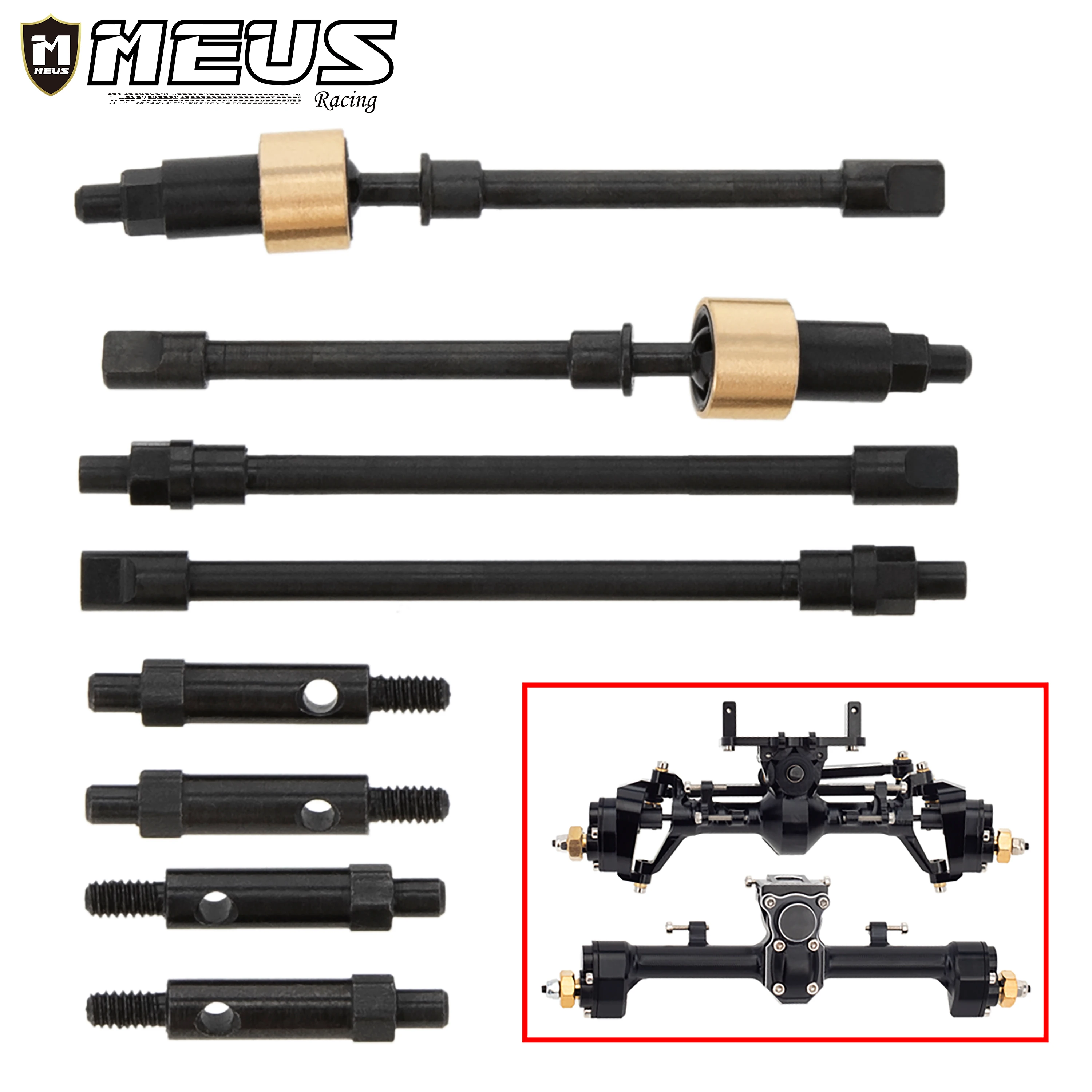 

Meus Racing Metal CVD Dogbone Front Rear Axle Shaft Set #45 Steel for AXIAL 1/24 RC Crawler Integrated Portal Axle Upgrade Parts