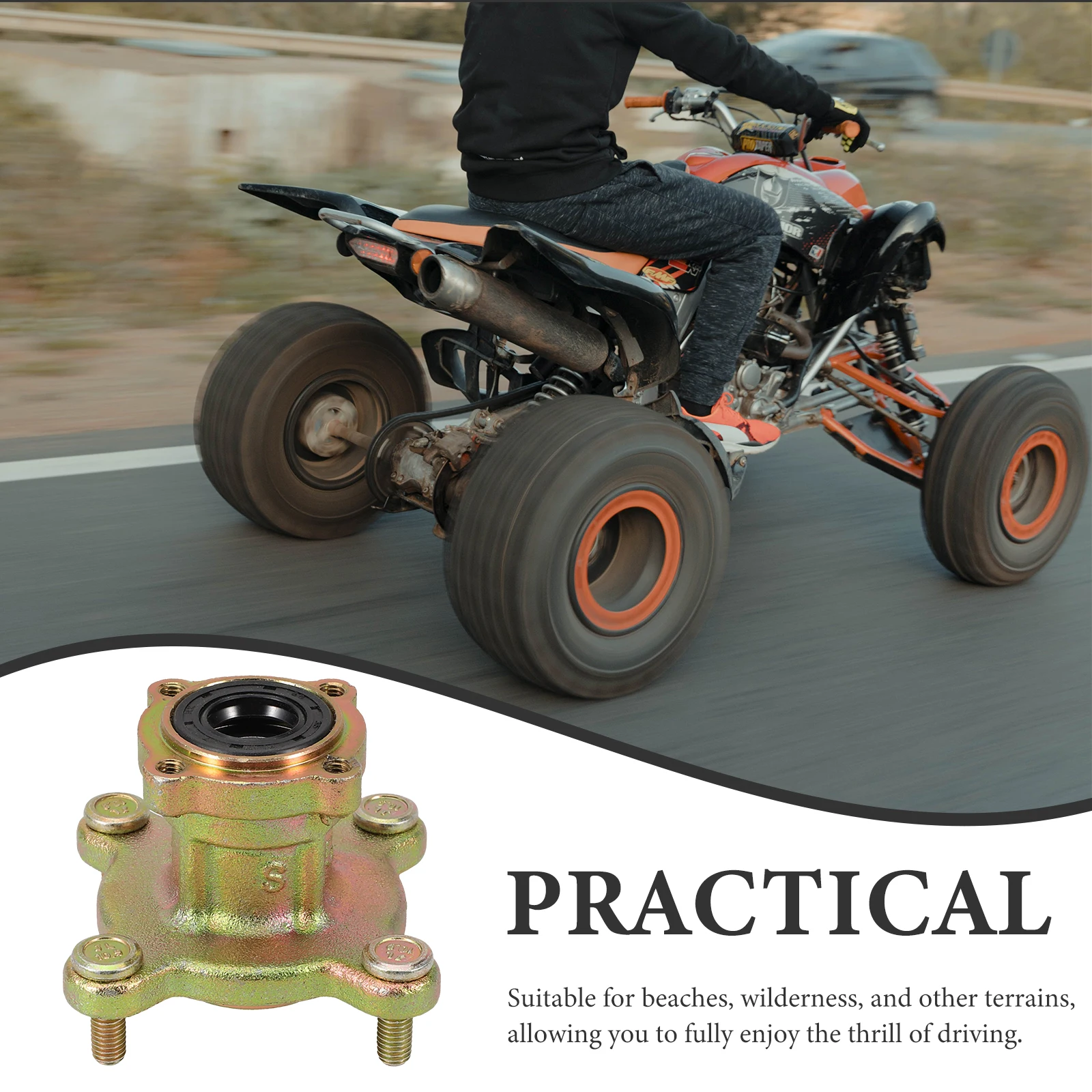 

Four-Wheeled ATV Go Kart Front Wheel Hub Metal Durable Disc Axle Core Stable Tire Fit Compatible Beach Wilderness for Hubs
