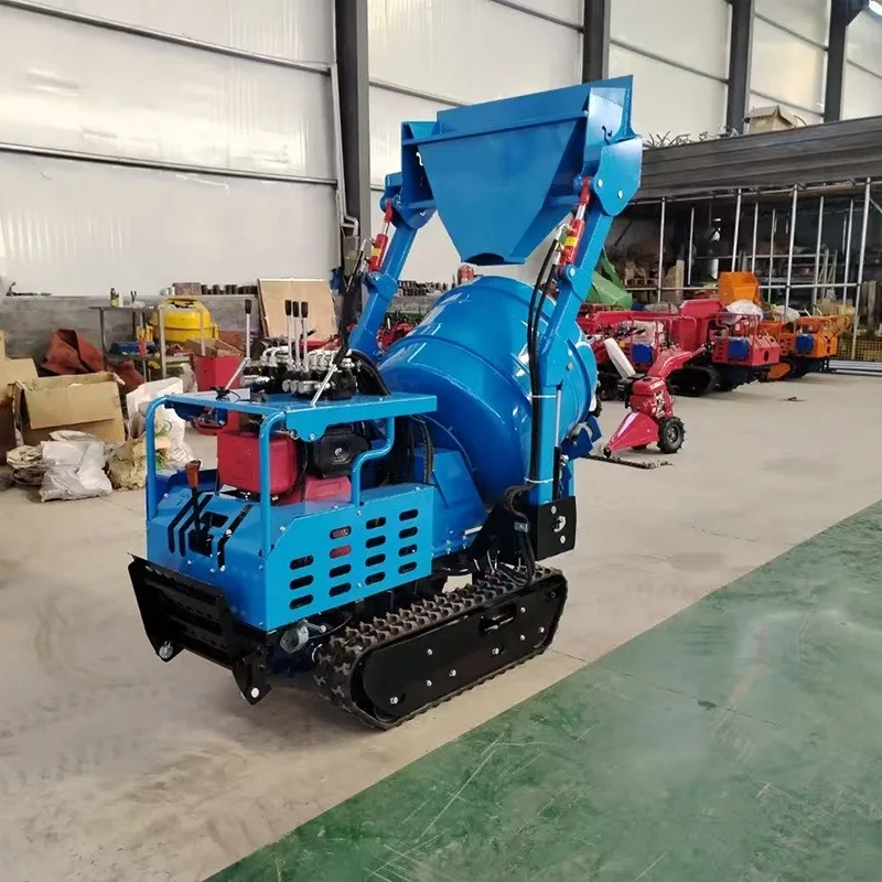 Mini 350L Small Scale Self Loading Concrete Mixer Gas Diesel Fueled Effortless Hand Pushing Engine Pump Dumper Concrete Mixer