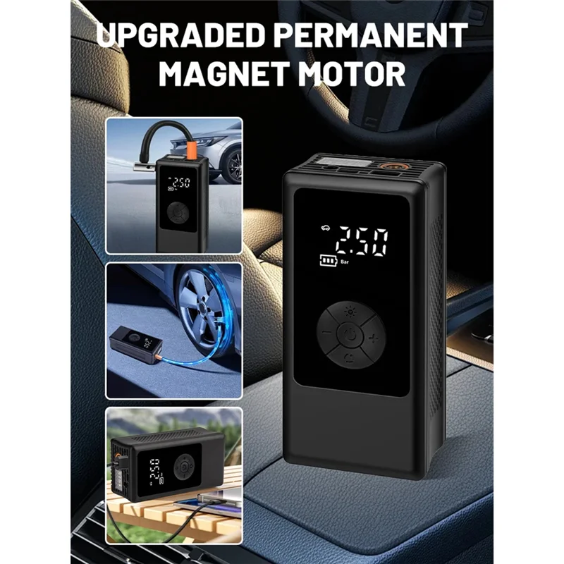 Gybb-bomba de ar multifuncional, inflador de pneus elétrico portátil de alta potência para carros, motocicletas, caminhões, reboques, acessórios de carro