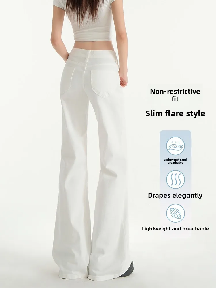 American Style Low Waist White Bell Bottom Jeans Women's Spring Summer New Small Size Loose Slimming Non-Matching Leggings