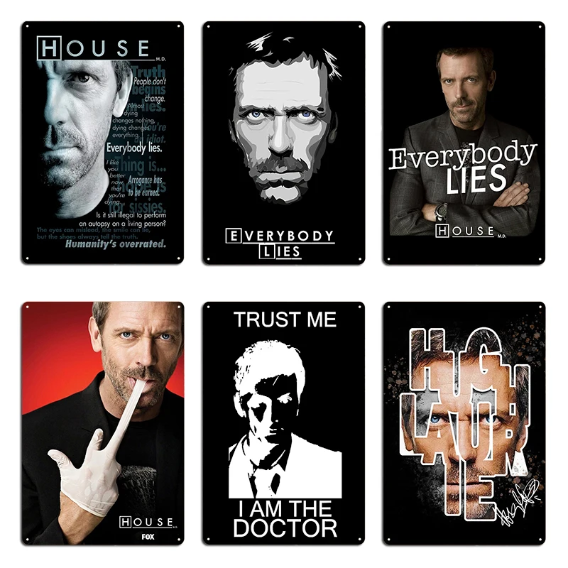 Você é uma idiota dr house placa de metal cartaz pub personagem decoração da parede caverna sala estar dr house estanho cartaz cartaz