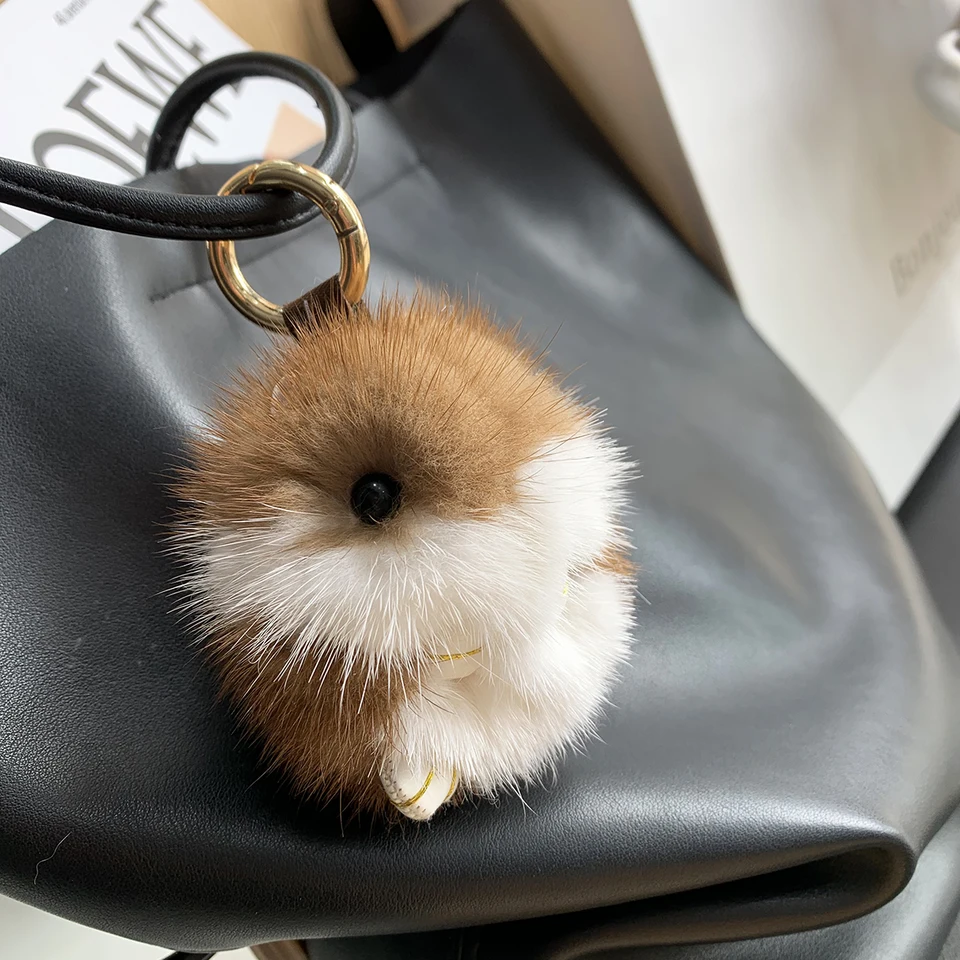 8cm ミニハムスター ペンダント キーホルダー ミンクファー
