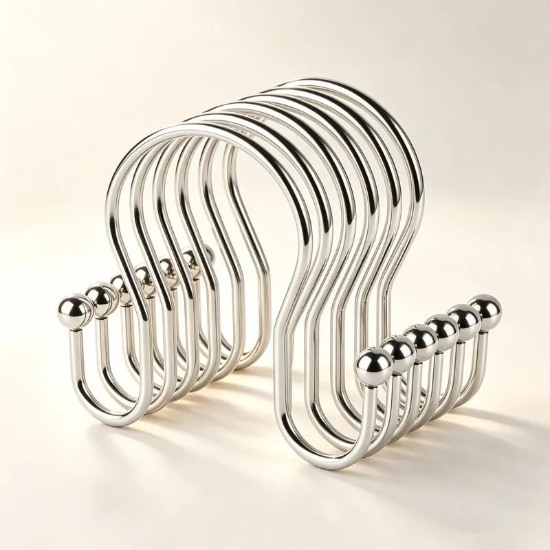 25 pcs Silver Double Ear Shower Curtain Rings, Smooth Sliding, Durable Iron Construction, for Shower Rods