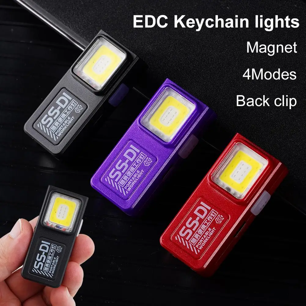 

LED Keychain Flashlight USB Rechargeable EDC Flashlight With COB Mini Torch Light Pocket Lantern Work Light With Magnet ﻿
