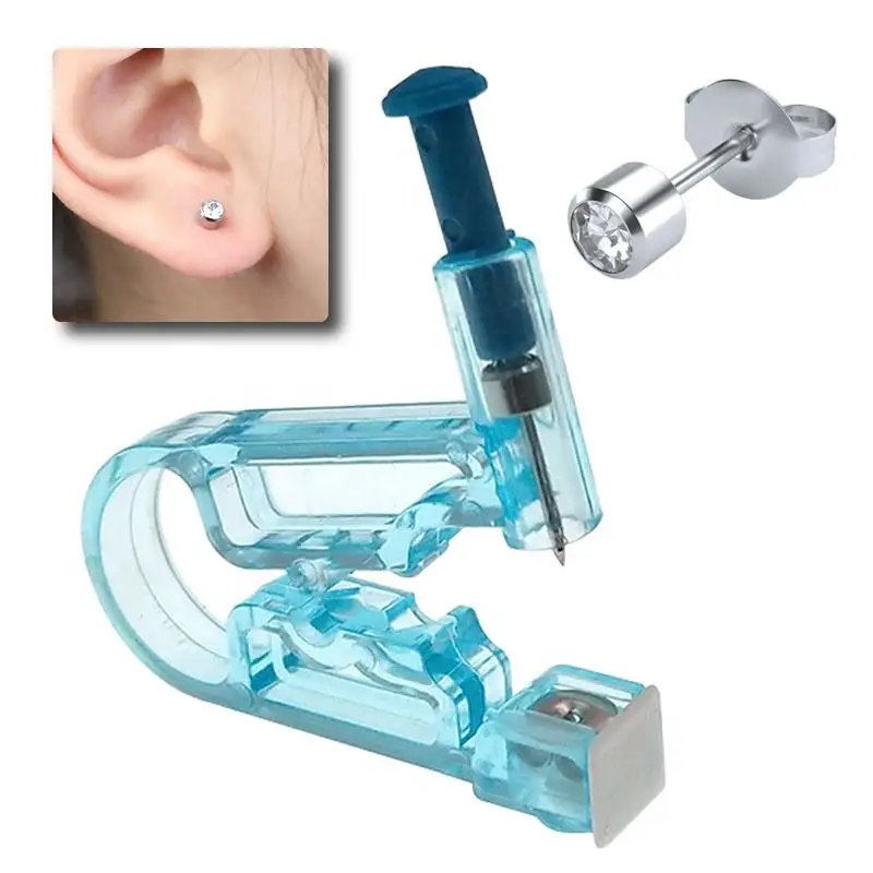 Kenbao 80pcs Self-service Ear Piercing Gun with Studs White Crystal Painfulless Ear Piercer Kit Disposable Safe Ear Piercing