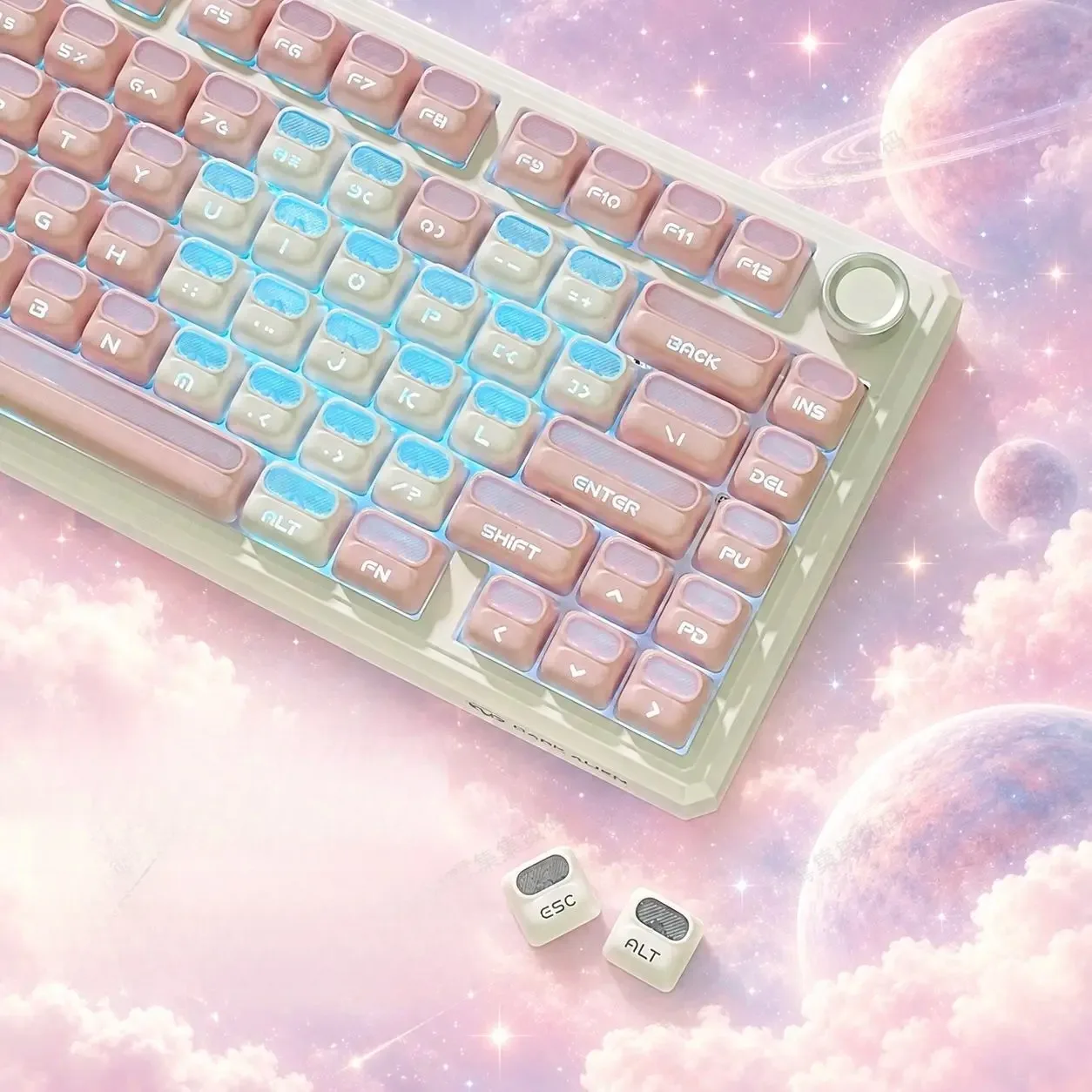 Astronaut Custom Keycaps XDA Profile PBT+PC Dual-Sided Shine-Through Keycap Set for MCHOSE AULA Mechanical Keyboards