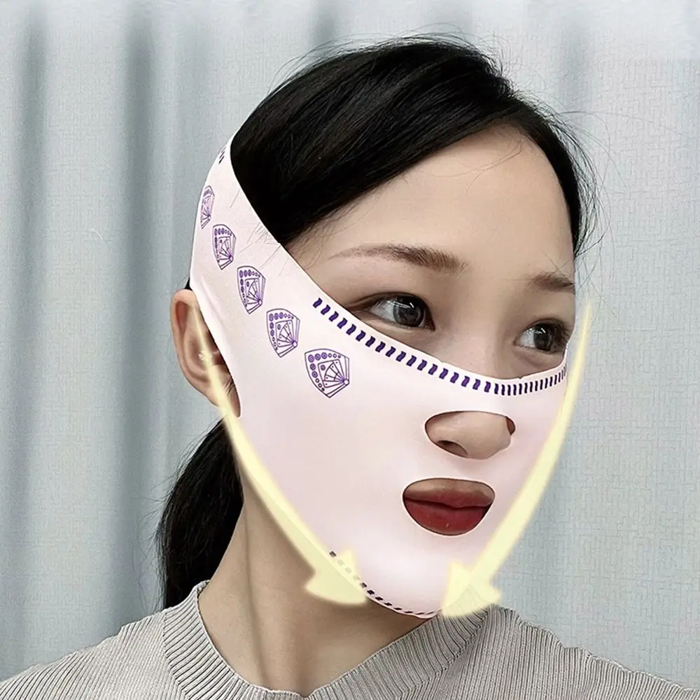 Neuskinn Verstelbaar V-vormig slaapmasker Ademend elastisch gezichtsbeeldhouwmasker Naadloze afslankband Schoonheidsbehandeling