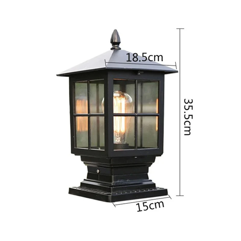 Outdoor Post Light Led Metal Glass Lantern Vintage Garden Yard Post Pole Pillar Mount Landscape Lamp Exterior Lighting Fixture