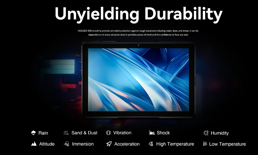 

Прочный планшет DOOGEE R08, процессор MT8788, 120 Гц, 10,1 дюйма, Android 13, 7680 мАч, 6 ГБ ОЗУ, 256 Гб ПЗУ, 4G WiFi, две SIM-карты, Интеллектуальный планшет