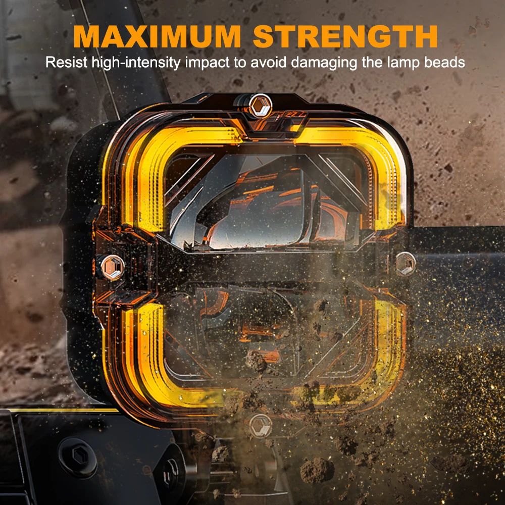 2pcs LED Work Light White & Amber Driving Fog Light Daytime Running Light Led light Bar For Car Truck Pickup Boat Suv Off Road