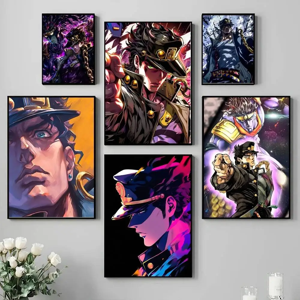 Anime J-JOJO K-Kujo Jotaro Poster Self-adhesive Art Waterproof Paper Sticker Coffee House Bar Room Wall Decor