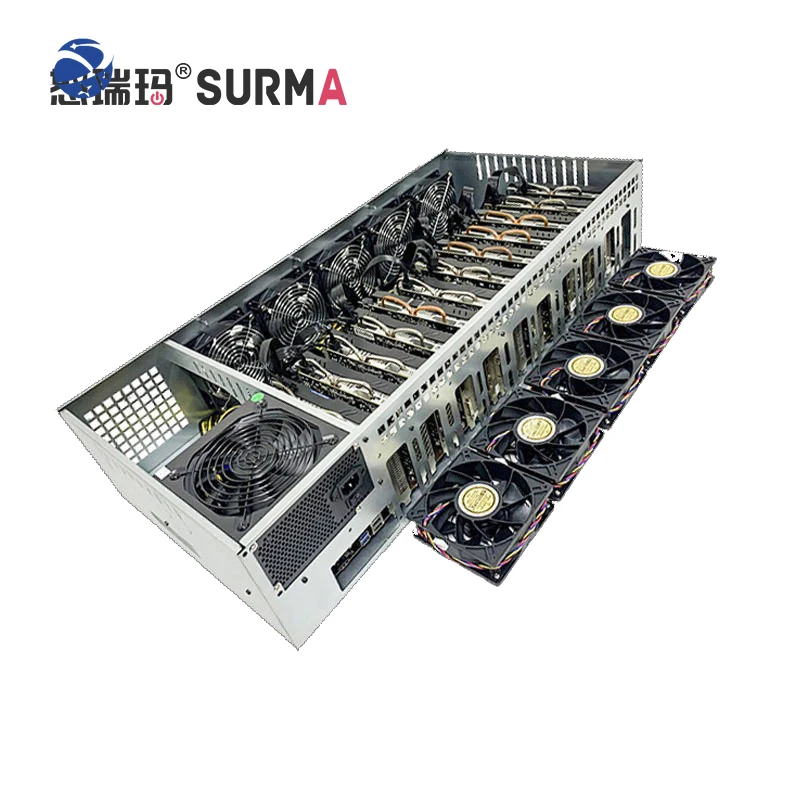 

SURMA горячая Распродажа 55 мм 12gpu компьютер, обслуживаемый телефон с 10 * охлаждающими вентиляторами и B250 Onda материнская плата Gpu корпус