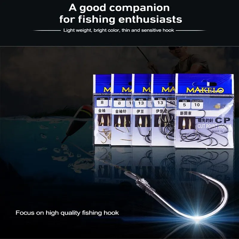 Único Círculo Fishing Hooks Set, aço de alto carbono, Fly Fishing Jip, farpado Carpa Ganchos, Sea Tackle Pesca, 10pcs por lote