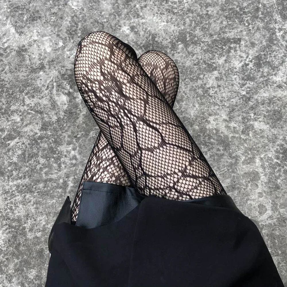 Lolita Girls Cute Heart Print Tights for Women Sexy Gothic Punk Magical Spider Web Mesh Fish Net Pantyhose Body Stockings