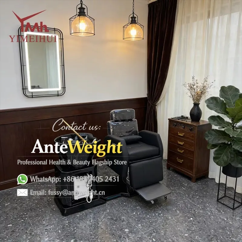 Electric Massage Height Adjustment Scalp Detoxification Circulation Steam Comfortable Semi Reclining Position Hair Washing Chair