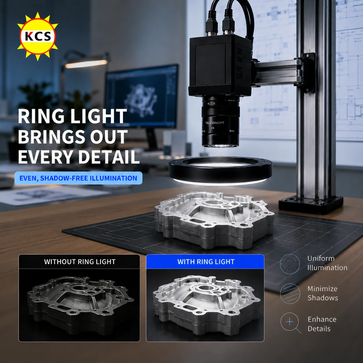 KCS Machine Vision 60 Degree Ring Light Source LED Ring Light LED Working Ring Light Luminous angle 60 DC 24V