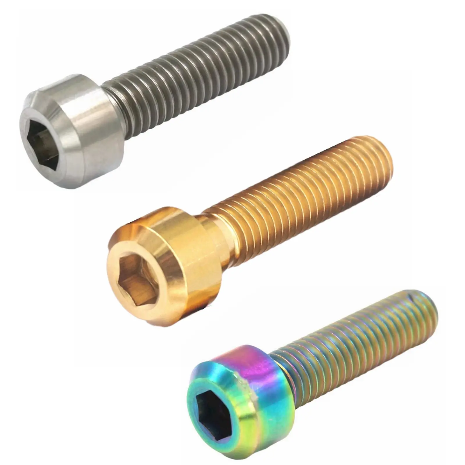 2 pces m8 * 1.25 comprimento da linha 15/20/25/30/35/40/45/50/55mm gr5 titanium hex soquete tampa parafusos de cabeça para a motocicleta