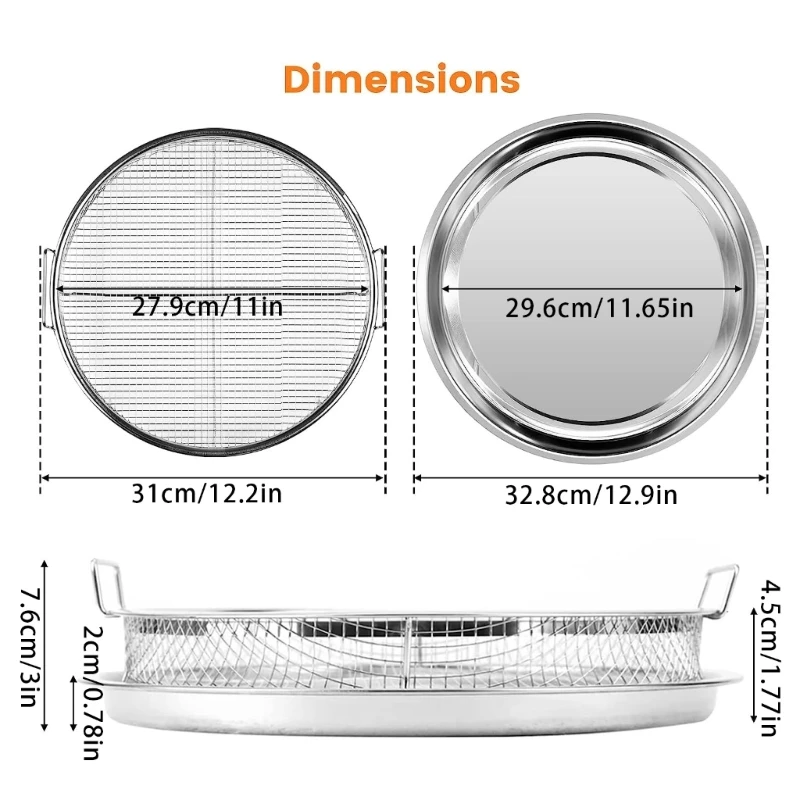 Soporte para parrilla barbacoa, cesta freidora acero inoxidable, bandeja deshidratadora, accesorios multiusos