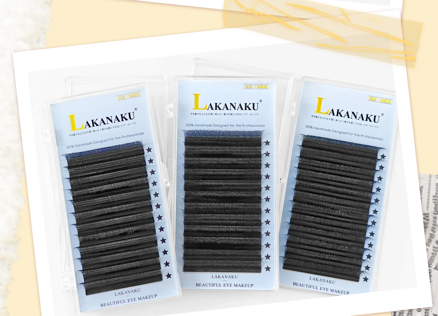 LAKANAKU Schmale 3D/4D/5D W-Wimpernverlängerung Vorgefertigte Fächer W-Form Weich Matt Schwarz Einfach Aufzunehmende Falsche Wimpern – Detail 11