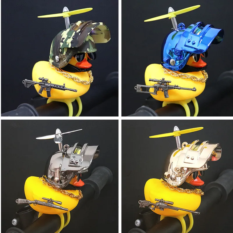 Plated Third Level Helmet Duck Break Wind Car Little Yellow Duck Bicycle Motorcycle Driving Decor Duck Car Ornaments with Strap