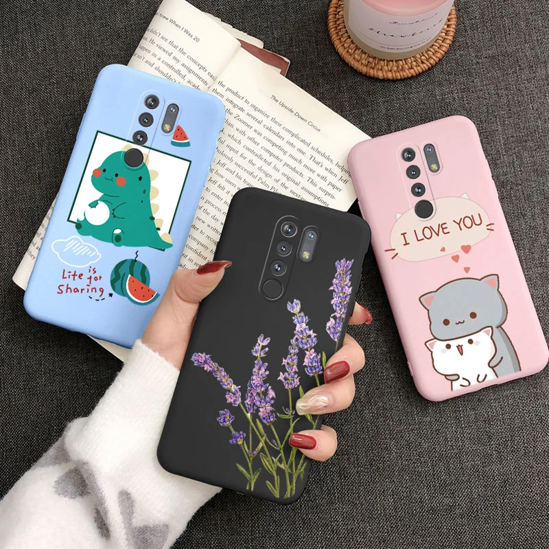 For Xiaomi Redmi 9 Case Cartoon Cute Cat Shockproof Phone Cover Fashion Flower Soft TPU Capa Bag Funda For Xiaomi Redmi 9 Redmi9