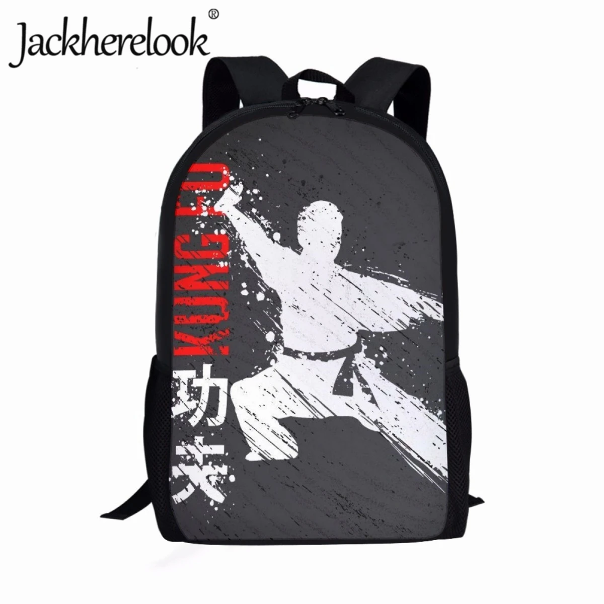 Jackherelook School Children School Bag Chinese Kung Fu Design Printing Bookbags Simplicity Backpack for Middle School Students