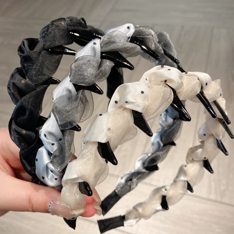 

Корейская повязка для волос с зубчатым краем, повседневная, для улицы, нескользящая, заколка-ободок, женские аксессуары для волос