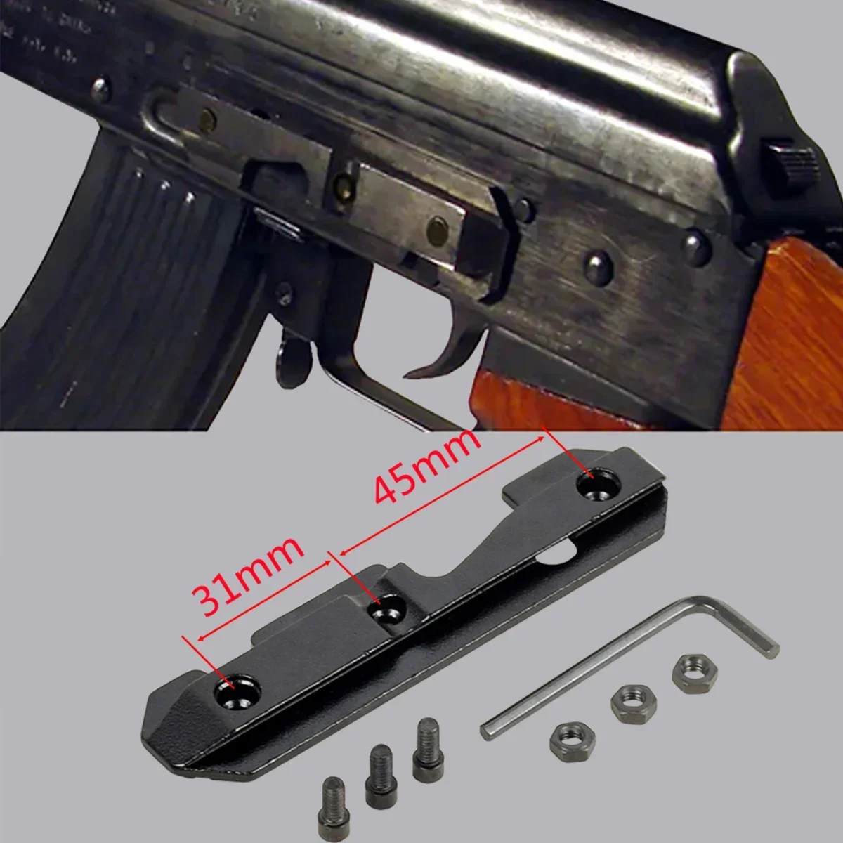 Tactical AK47 AR15 Steel Dovetail Side Plate Milled Stamped Receivers Accepts AK Side Rail Scope Mount Ruger Airsoft Accessories