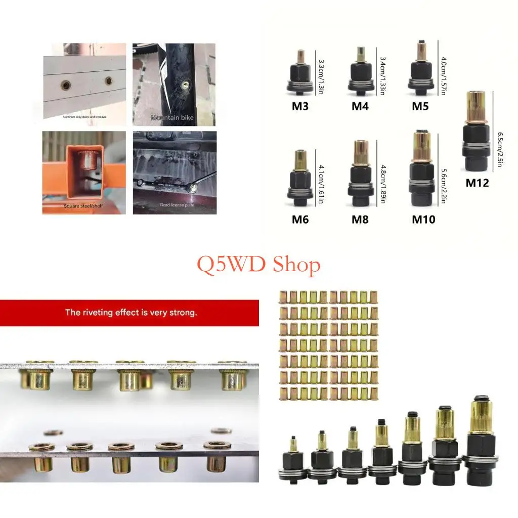 Q5WD Upgrades Carbon Steel Rivet Nut Set in Multiple Size for Fast Efficient Setups