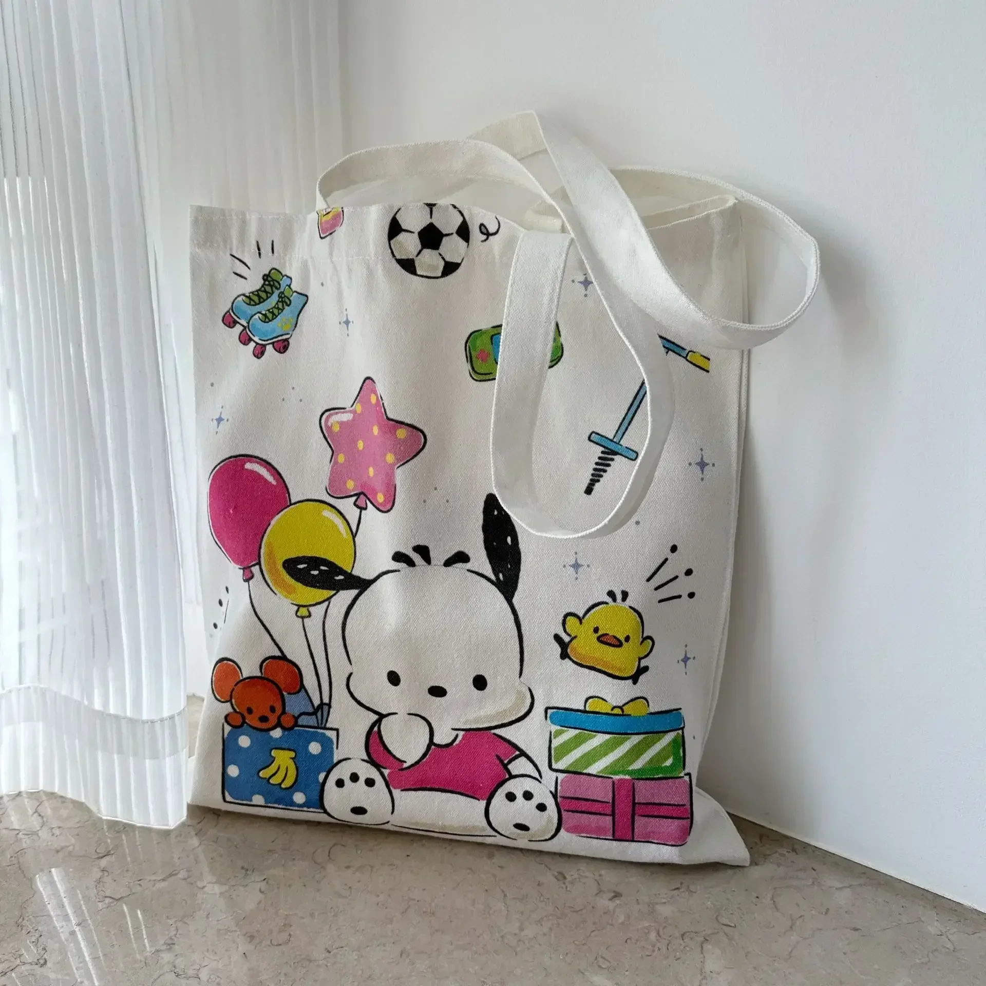 Sanrio Kawaii Surrounding Anime Kuromi My Melody Pochacco Shopping Canvas Bag Cartoon Student Class One Shoulder Handbag Gift