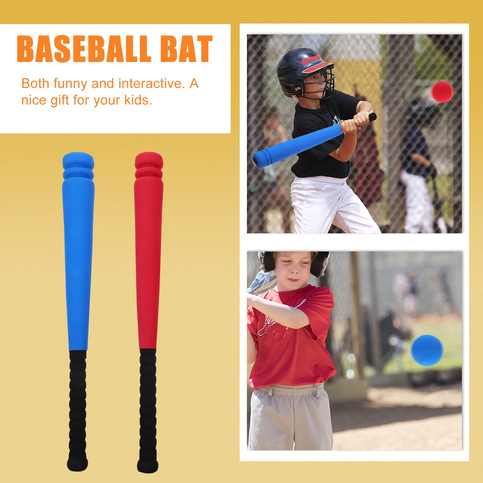 1 set Children's Baseball Bat Premium Aluminum Red High-Density Sponge EVA Toddler Kids Toy Outdoor Backyard Exercise